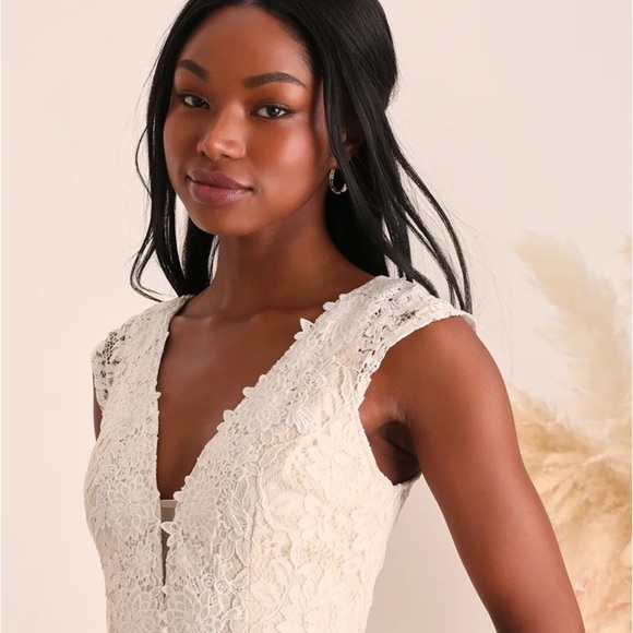 Lulus Icing on the Cake White Lace Maxi / Wedding Dress With Mermaid Flare - Picture 5 of 8